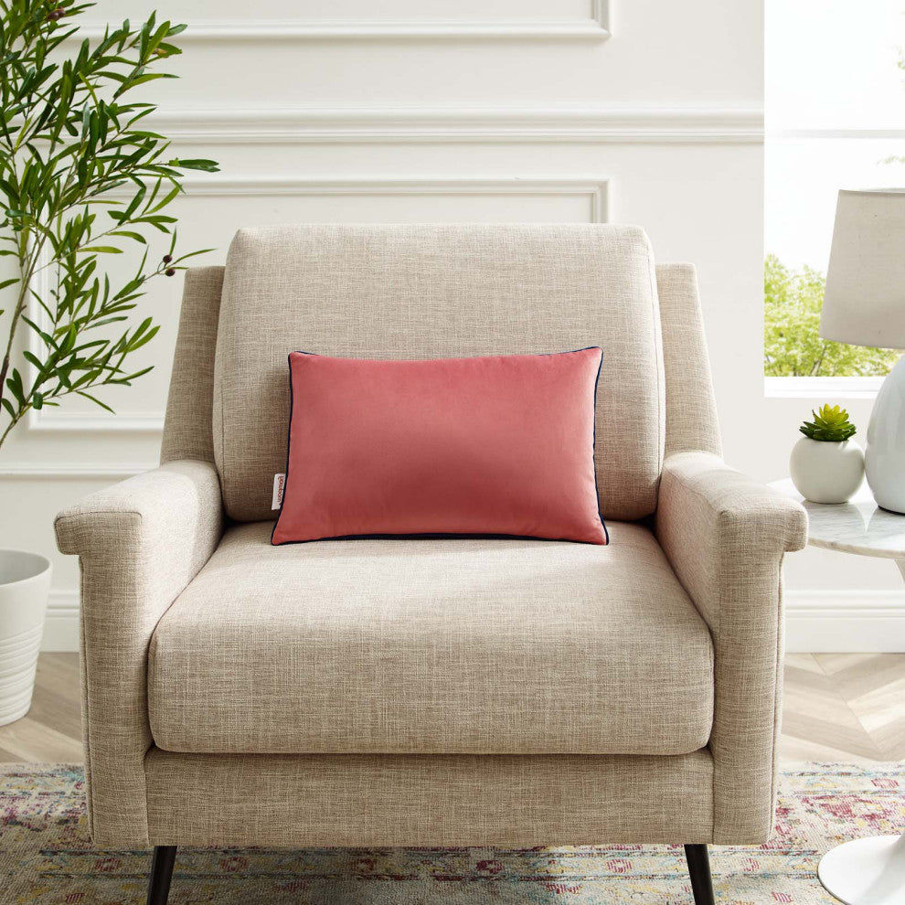 Accent Throw Pillow, Velvet, Red, Modern, Living Lounge Hotel Lobby Hospitality
