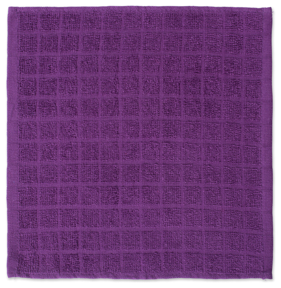 DII Solid Eggplant Windowpane Terry Dishcloth, Set of 6