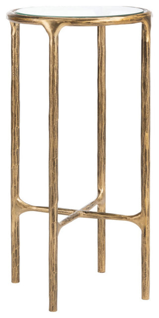 Safavieh Couture Jessa Forged Metal Tall Round End Table, Brass