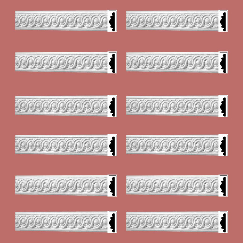 Crown Molding White Urethane Ornate Design 12 Pieces Totaling 954" Long