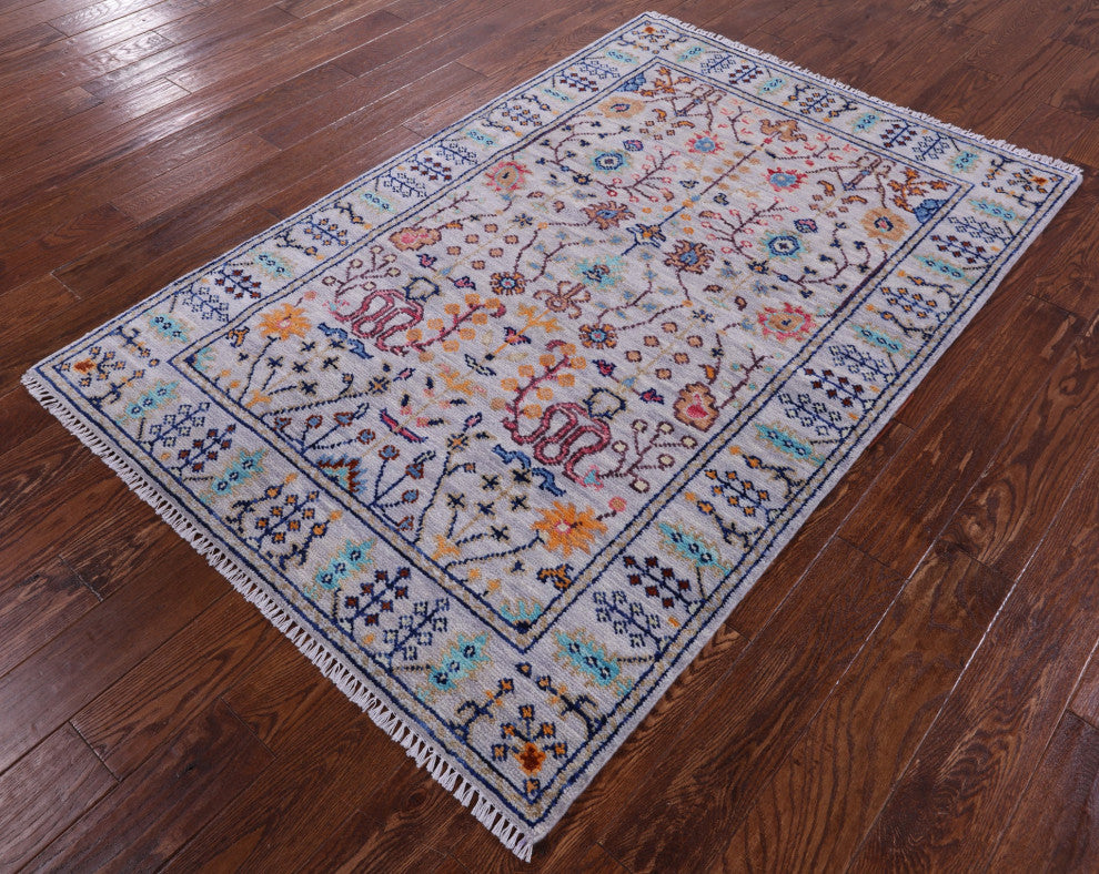 4' 1" X 6' 3" Hand Knotted Turkish Oushak Rug - Q15346