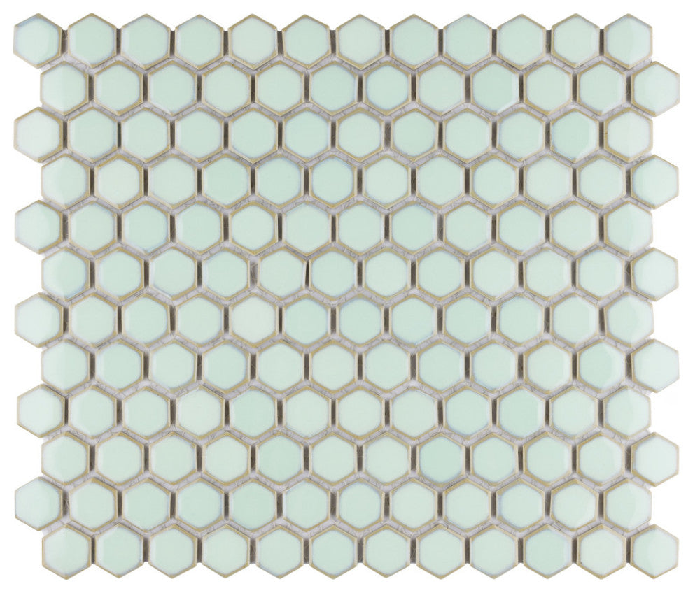 Hudson 1" Hex Light Green Porcelain Floor and Wall Tile