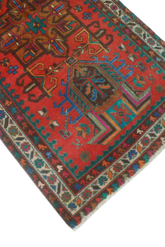 Fine Vintage Distressed Aline Red/Beige Runner, 3'1x12'5