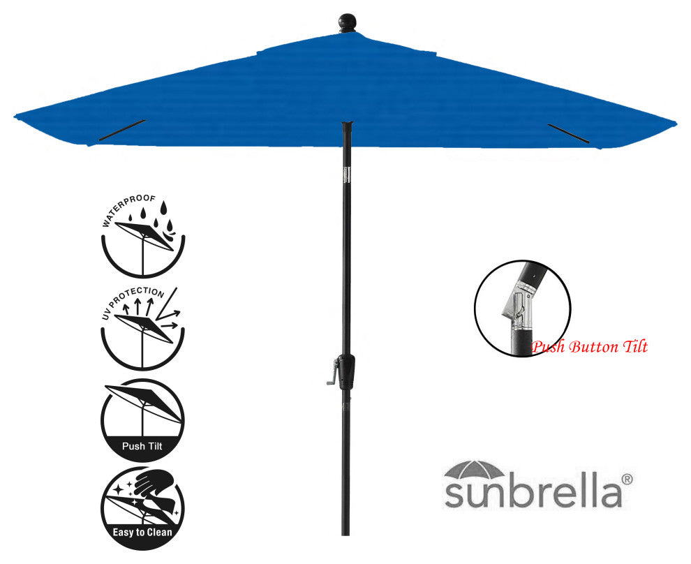 Pismo Dawn 9'x7' Rectangular Premium Push Tilt Market Umbrella, Black Frame, Pac