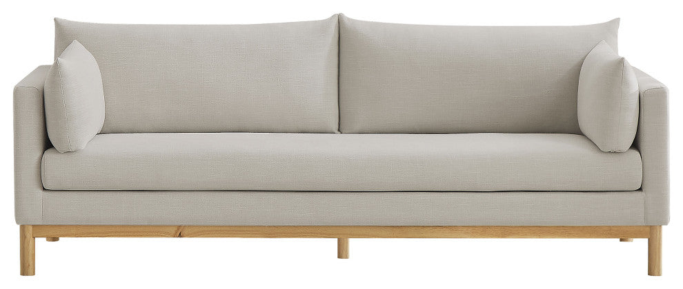 Langham Linen Textured Fabric Upholstered Sofa, Beige