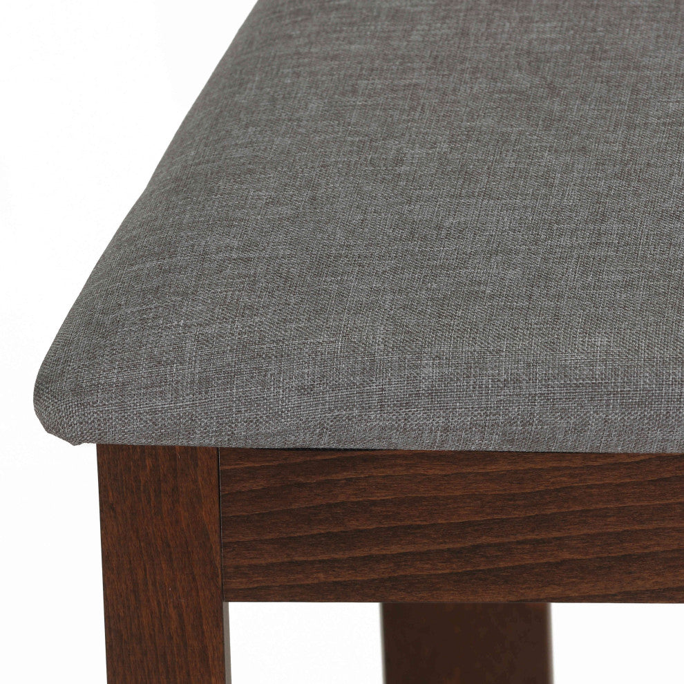 Cortesi Home Cuadro Dining Chair in Charcoal Fabric, Walnut, Set of 2