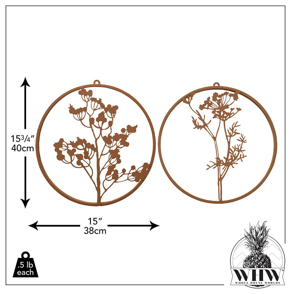 Modernist Abstract Meadow Flower Roundels, Set of 2