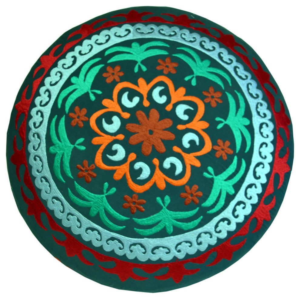 Tropical Embroidered Ottoman