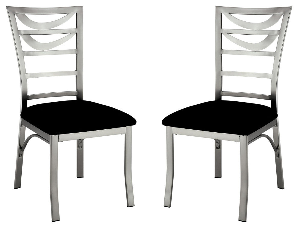 Furniture of America Halliway Stainless Steel Dining Chair in Silver (Set of 2)