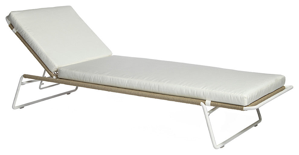 OASIQ SANDUR Sun Lounger, Rope: Taupe, Cushions: Natural, Frame: Stainless Steel