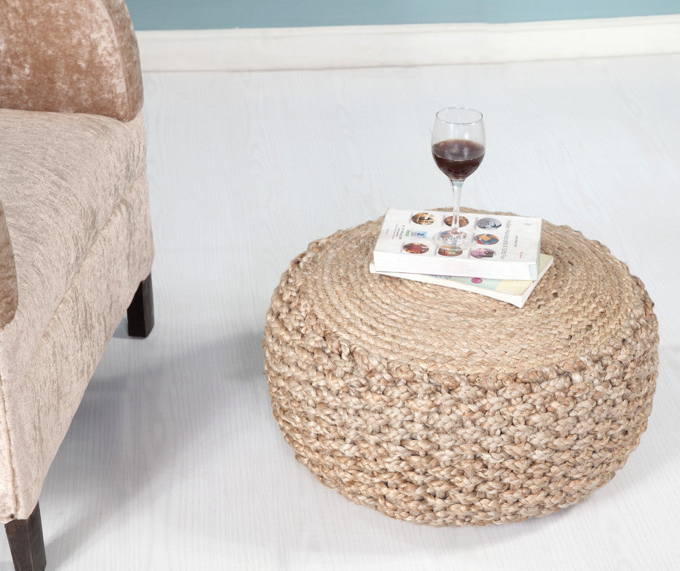 Natural Braided Jute Pouf