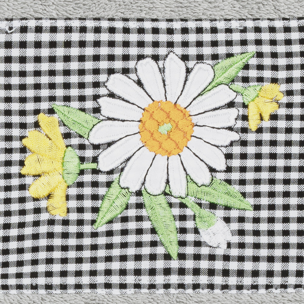Linum Home Turkish Cotton Daisy 3-Piece Embellished Towel Set, Light Gray