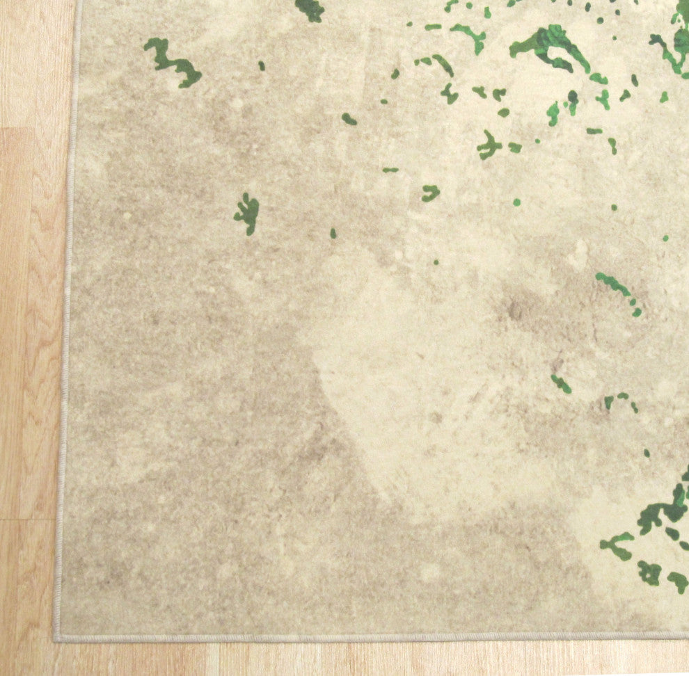 Green Traditional Oriental Distressed Bohemian Moderno Medallion Area Rug