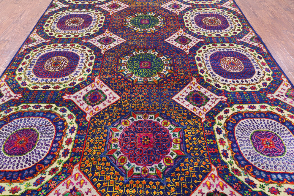 8' 10" X 12' 1" Handmade Mamluk Geometric Wool & Silk Rug - Q13739