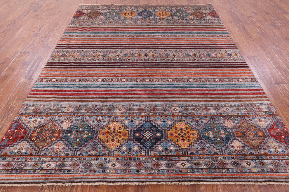 8' 0" X 10' 1" Khorjin Super Kazak Handmade Wool Rug - Q12304