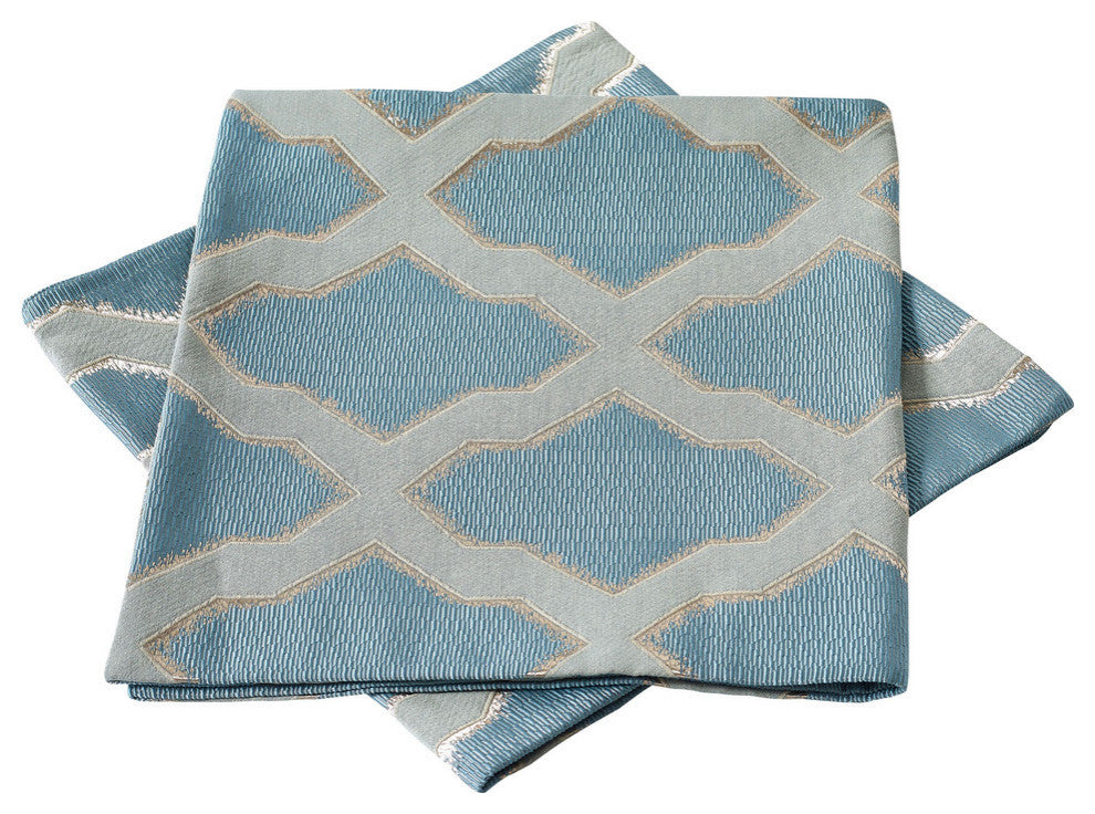 Safi Jacquard Valance and Pillow Shell Sets , Blue, 20" X 20" / 56" X 19"