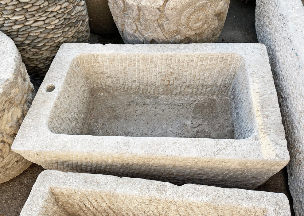 Consigned Old Granite Chiseled Trough Sink