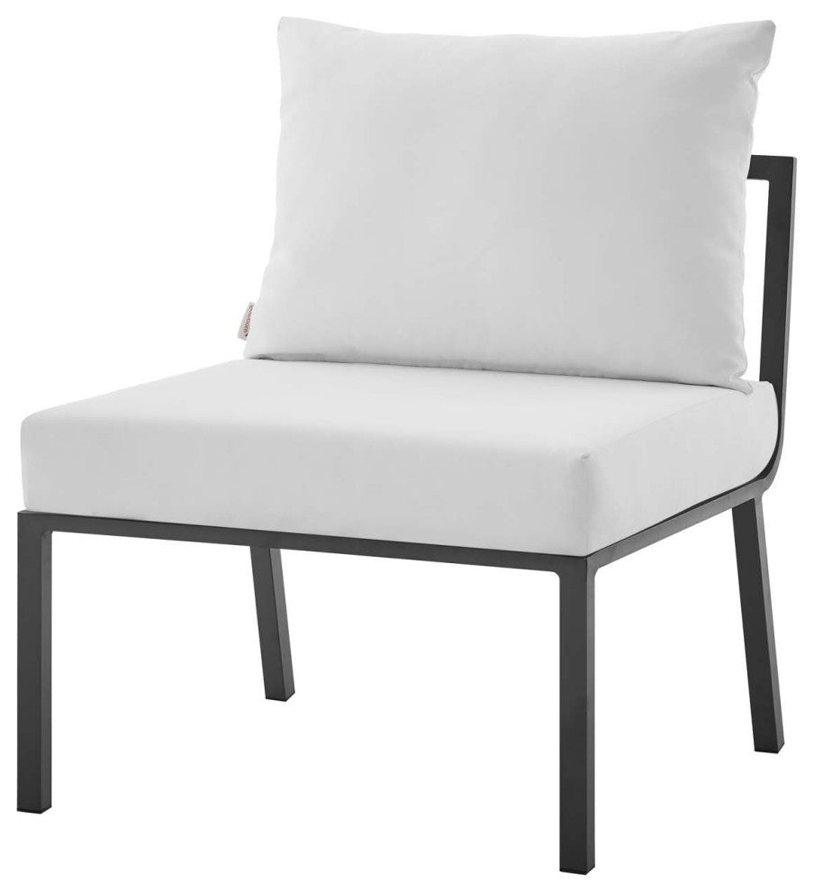 Lounge Sectional Sofa Chair Set, Aluminum, Metal, Gray White, Outdoor