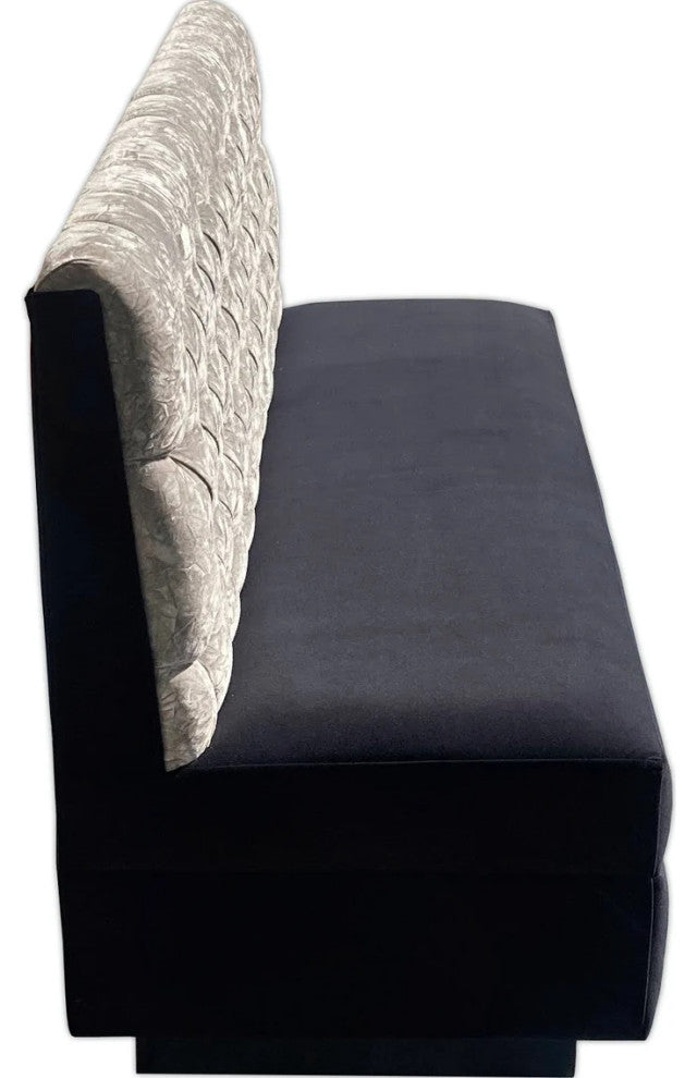 Two-Tone Dining Booth, Upholstered Bench With Back, Tufted Bench