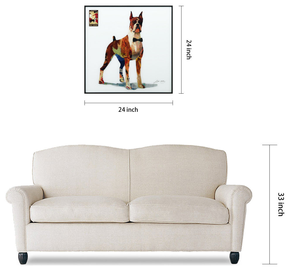 "The Boxer" Printed Dog Wall Art With Black Anodized Aluminum Frame