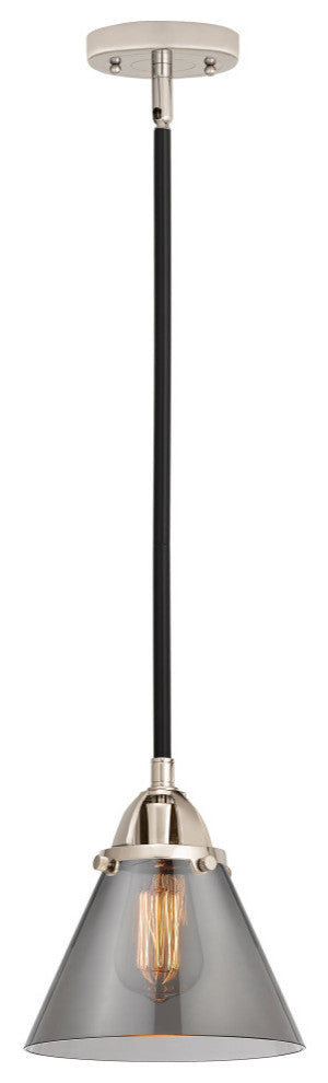 Large Cone Mini Pendant, Black Polished Nickel, Plated Smoke, Plated Smoke