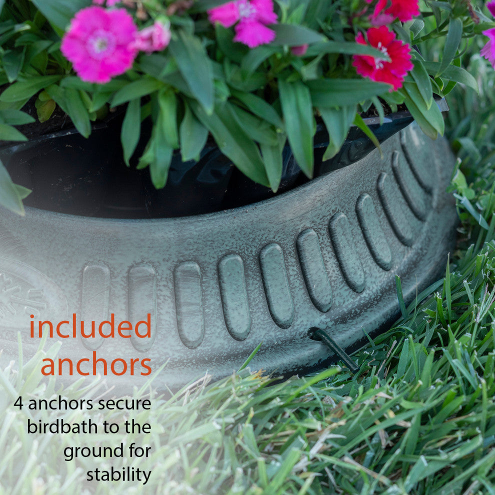 25" Tall Outdoor Birdbath with Planter Yard Statue