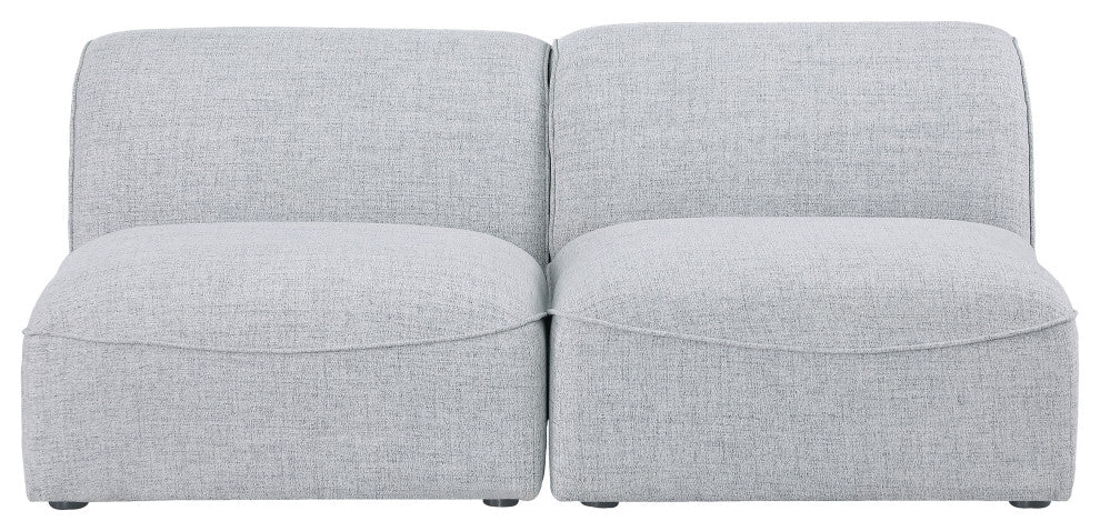 Miramar Linen Textured Fabric Upholstered 2-Piece Modular Sofa, Grey