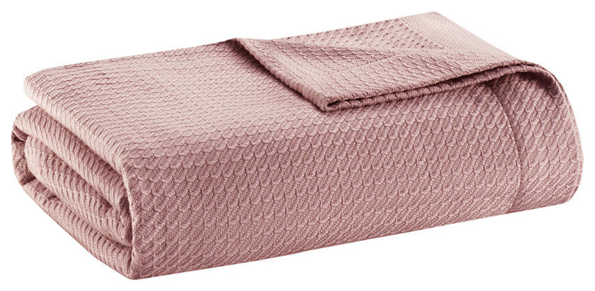Madison Park Egyptian Cotton All-Season Woven Bedding Blanket, Rose