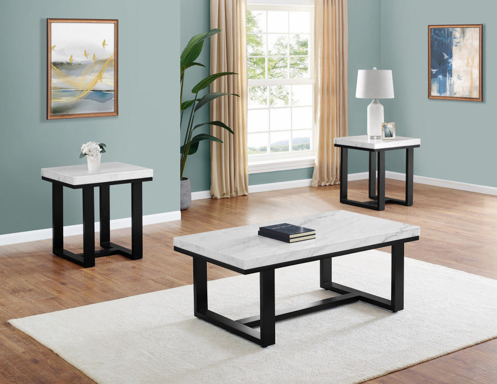 Lucca White Marble Top End Table