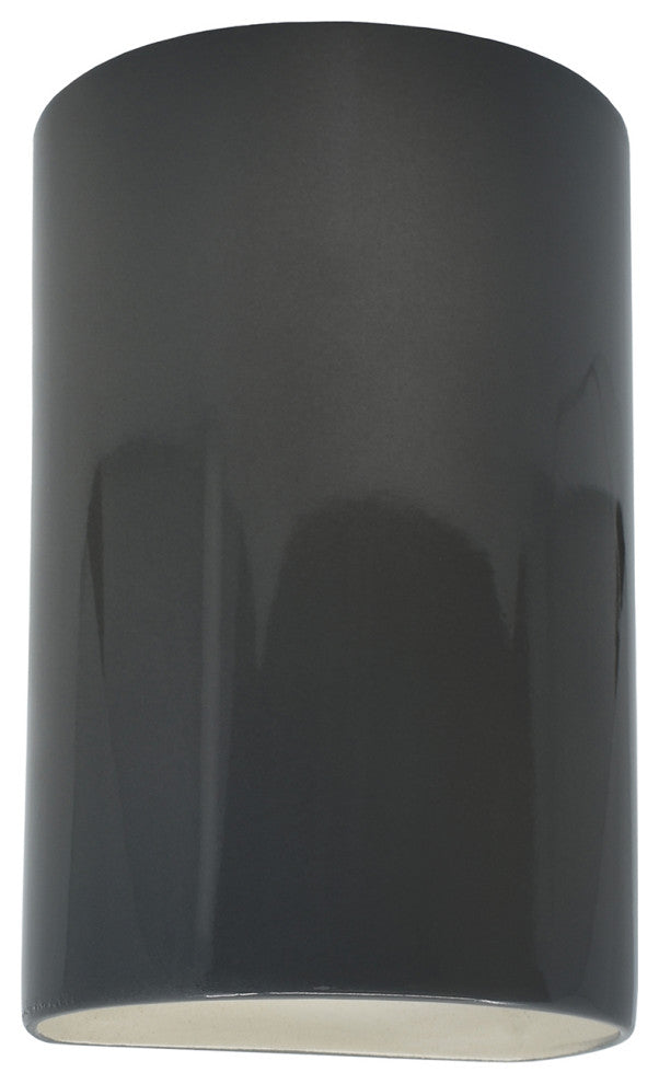 Ambiance Small Cylinder Wall Sconce, Open Top/Bottom (Outdoor), Gloss Grey, LED