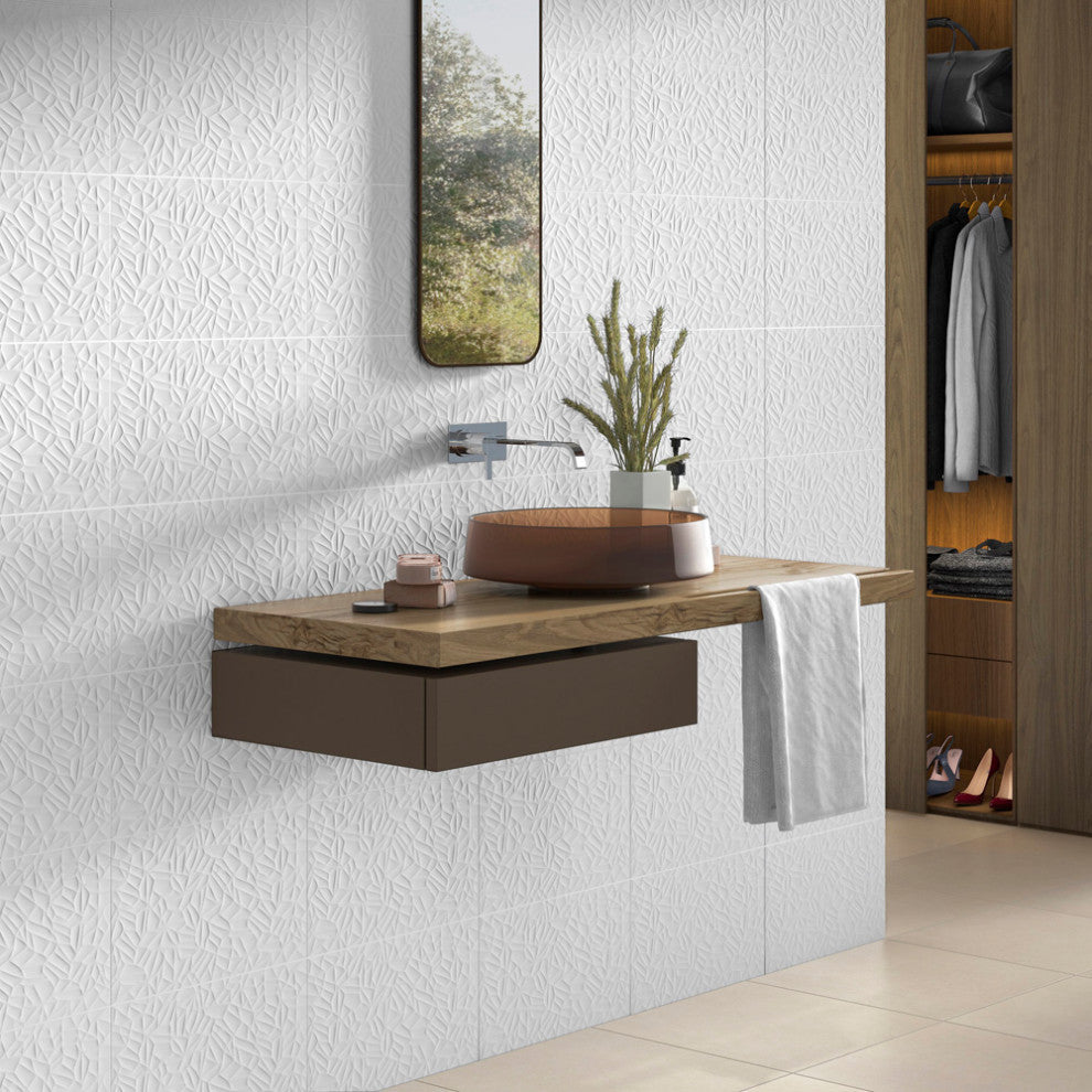 More Petal Glossy White Ceramic Wall Tile