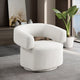 Niya Linen Textured Fabric Upholstered Swivel Accent Chair, Cream