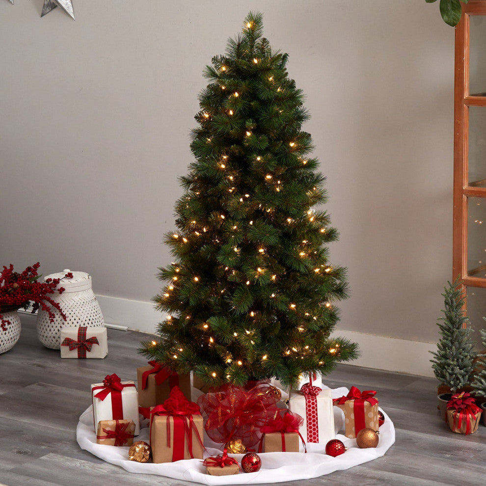 5' Slim West Virginia Mountain Pine Artificial Christmas Tree With 200 Lights