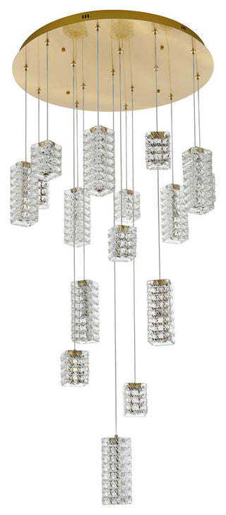 Elegant Lighting 3680D32 Aston 32"W Crystal Multi Light Pendant - Chrome