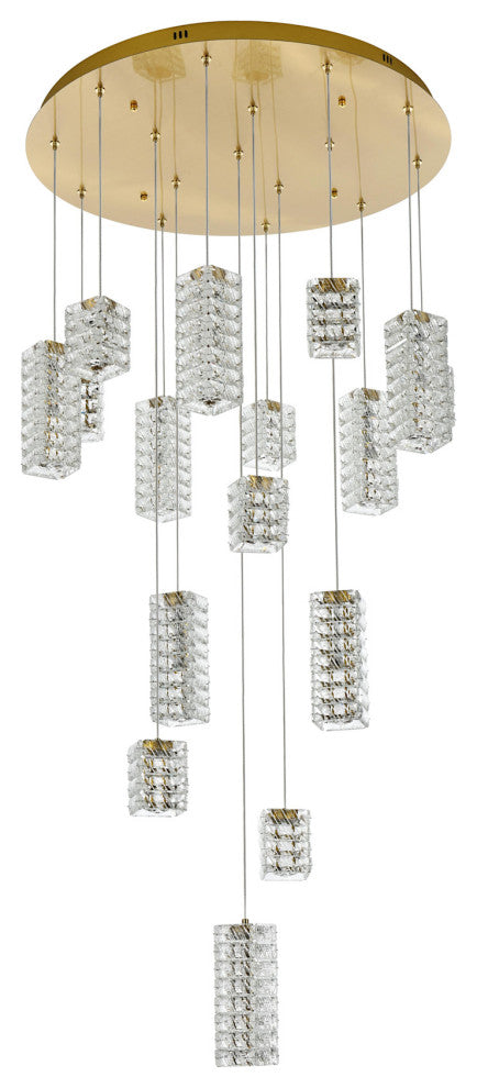 Elegant Lighting 3680D32 Aston 32"W Crystal Multi Light Pendant - Chrome