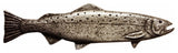 New Long Trout Right Face Cabinet Pull, Pewter