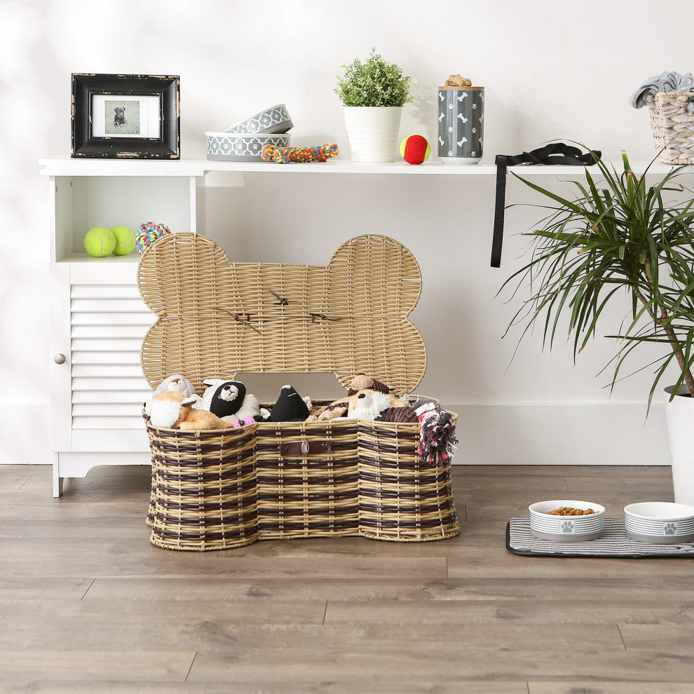Stripe Bone Shape Toy Basket Large 24x15x9