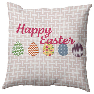 Happy Easter Polyester Indoor Pillow, Shell Pink, 16"x16"
