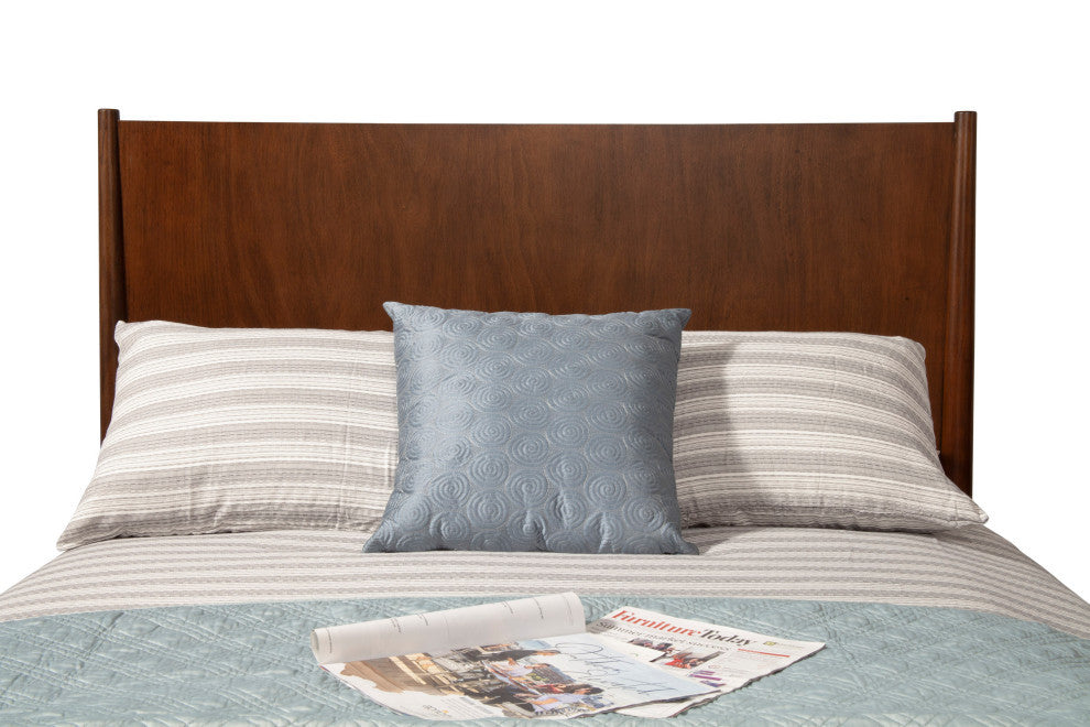 Flynn Mid Century Modern Standard King Panel Bed, Walnut