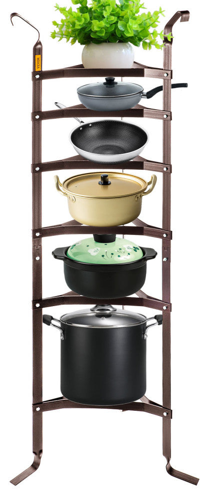 VEVOR Cookware Stand Vertical Pot Rack 6-Tier Storage Kitchen Decor Steel 61". H