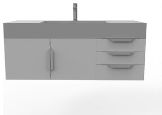 CastelloUSA Amazon 48" Wall Mounted Vanity Set, Gray, Gray Top, Brushed Nickel