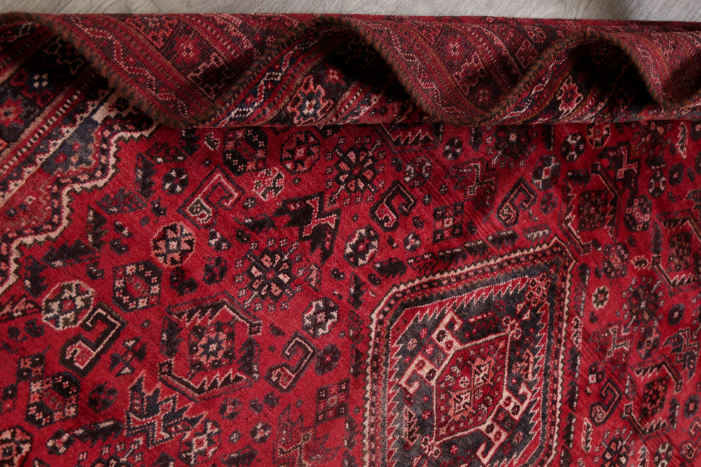 Consigned, Oriental Vintage Traditional Hand-Knotted Persian Area Rug, Red, 6x9