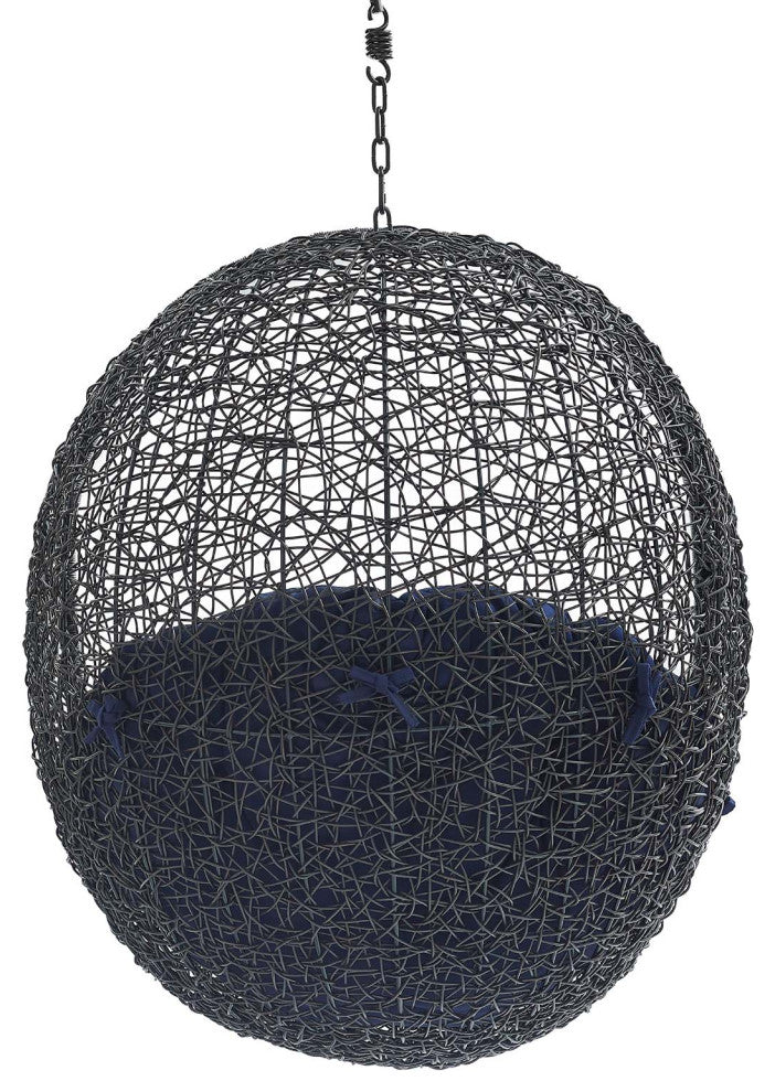Sunbrella Fabric Swing Outdoor Patio Lounge Chair Without Stand Black Navy