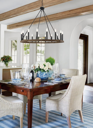 16-Light Octagonal Chandelier, California Walnut/Classic Black