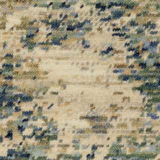 Saturn Modern Abstract Beige/Blue Multi Wool Blend Area Rug 3'3" x 5'