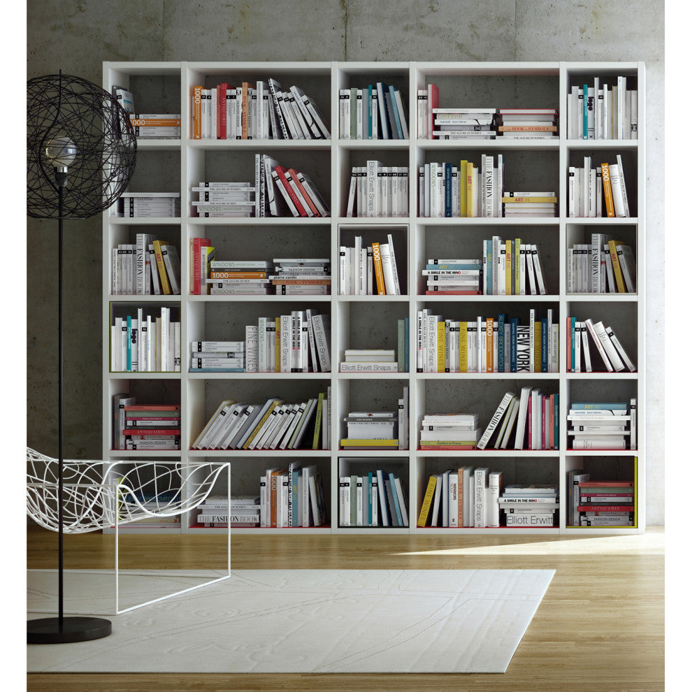 Modern Slim Modular Cube Shelving, Matte White