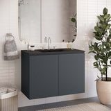 Bryn 36" Wall-Mount Bathroom Vanity, Gray Black