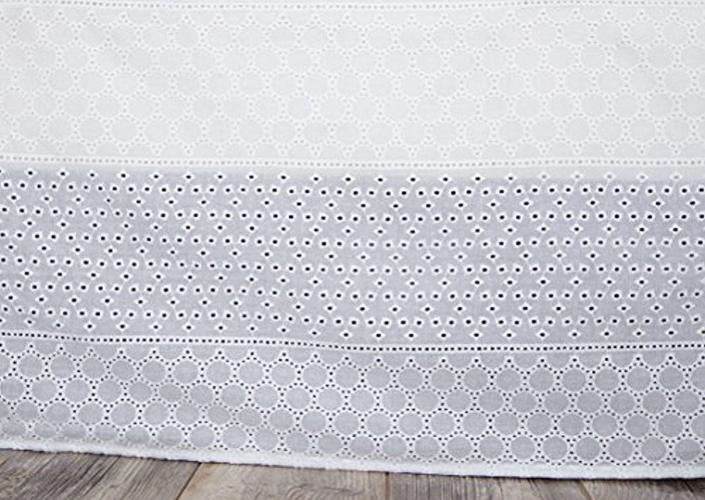 Gathered Lace Bed Skirt, Queen, White Eyelet