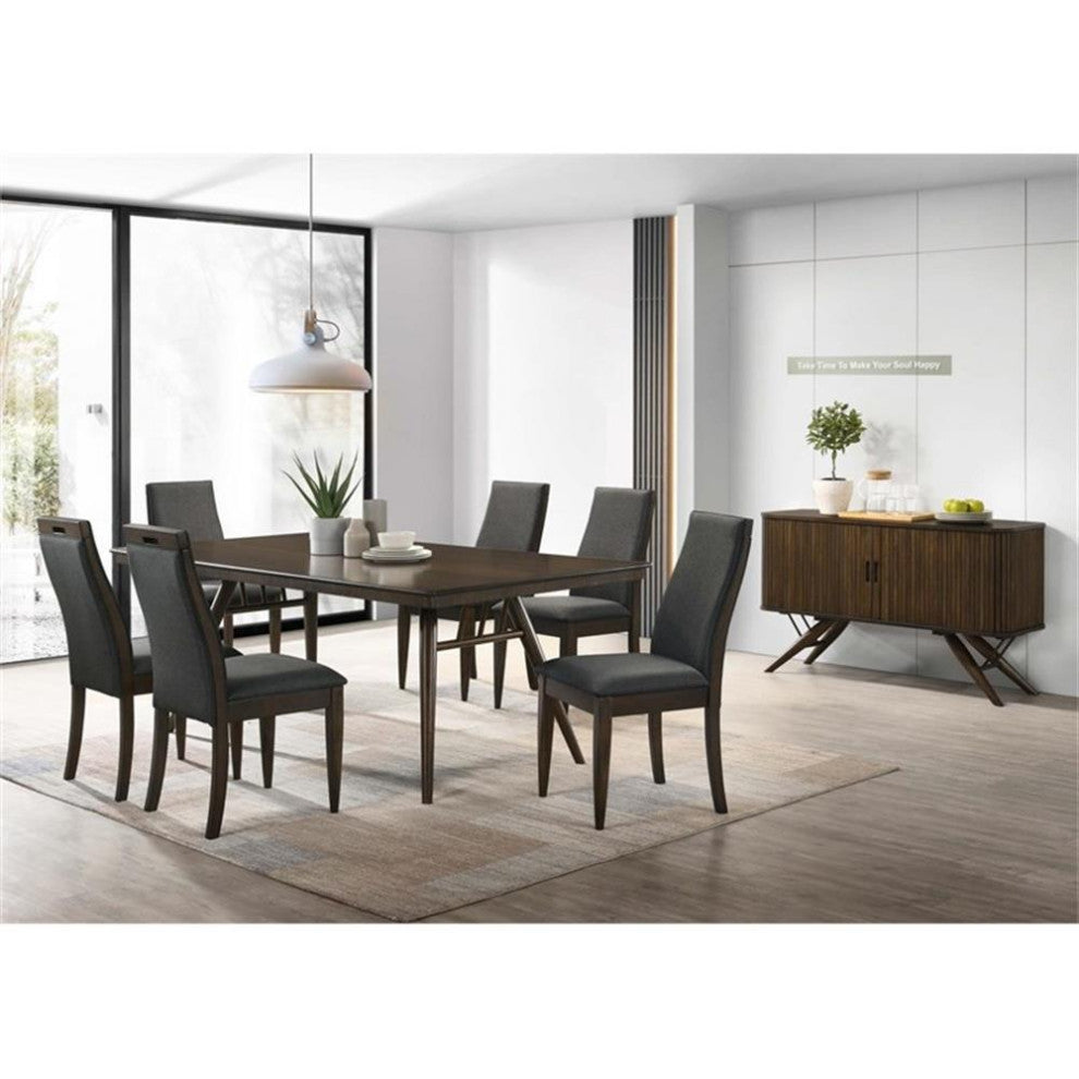 Pemberly Row Fabric Upholstered Side Chair Gray and Dark Walnut