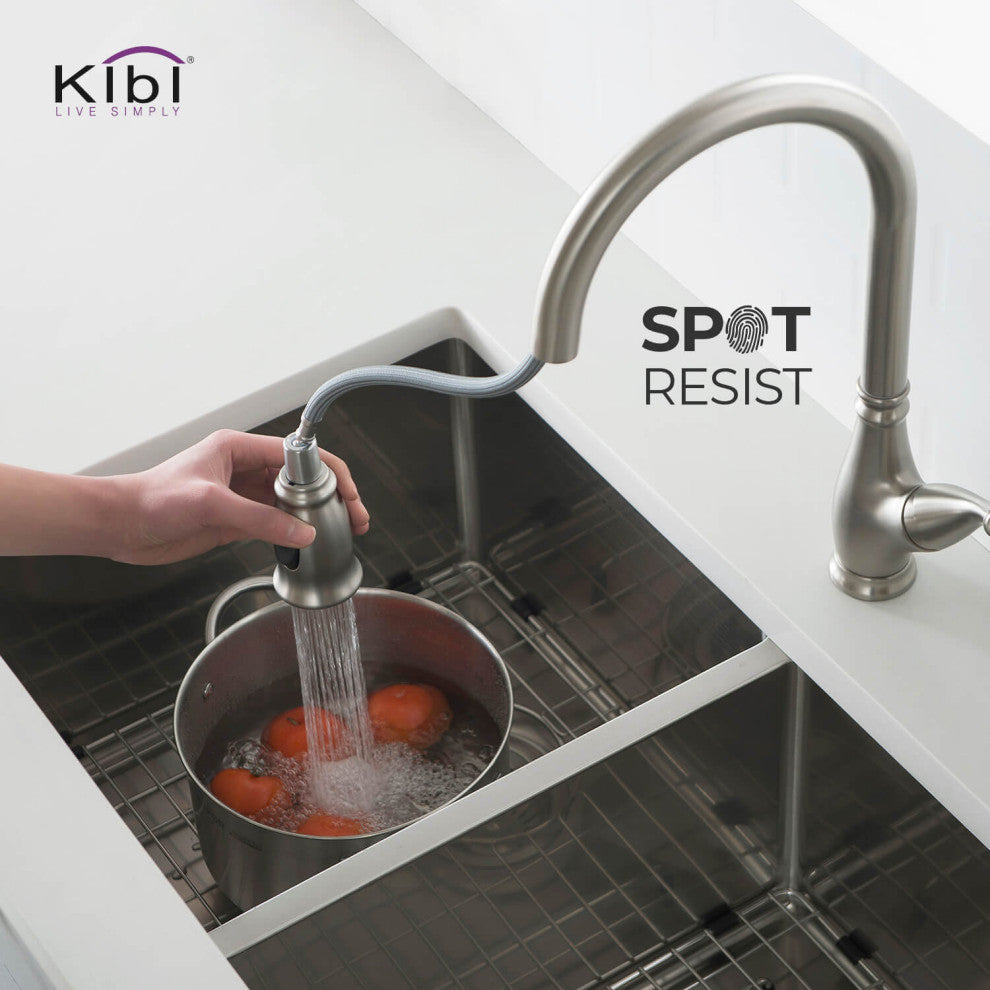 Summit Single Handle Pull Down Kitchen Faucet, Brushed Nickel, W/O Soap Dispense